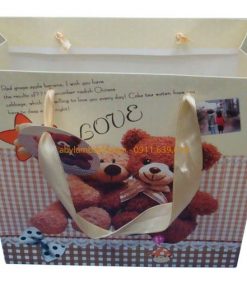 Túi đựng hộp quà socola vuông - túi gấu vàng