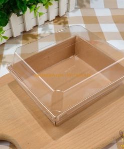 Hộp Giấy Kraft Vuông Nắp Pet