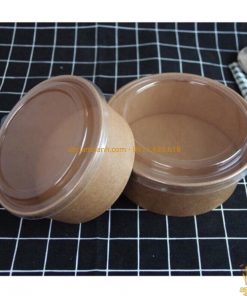 Hộp Giấy Kraft Tròn Nắp Pet 750ml