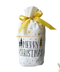 Túi dây nơ rút mẫu Merry Christmas 23 x 14cm