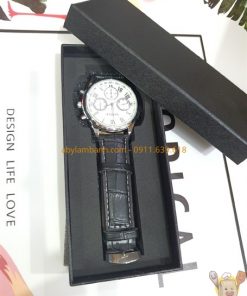 Đồng hồ nam Yazole 271 mặt trắng dây da đen