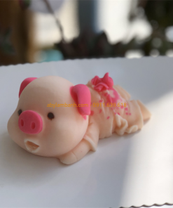 Khuôn silicon 4D heo tắm tiên 4"