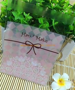 Túi dán bánh quy Handmade ren hồng 10 x 10cm