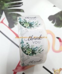 Tem dán cuộn 500 tem - Thank You xanh H036