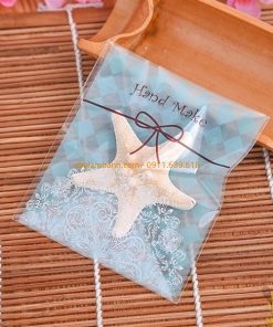 Túi dán bánh quy Handmade ren xanh lam 10 x 10cm
