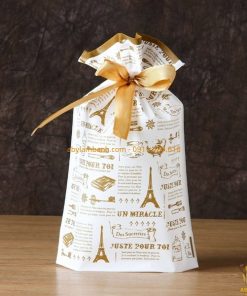 Túi dây nơ rút đựng bánh 17 x 11cm - hình tháp