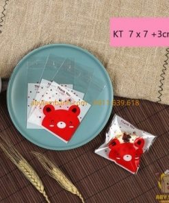 Túi dán bánh quy gấu cam 7x7cm