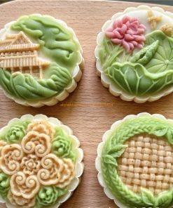 Khuôn trung thu lò xo 4 mặt tròn 200g Lưới Sen 22