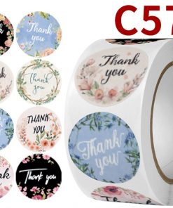 Tem dán cuộn 500 tem - Thank you xanh C57