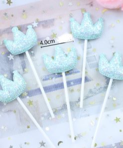 Topper trang trí 5 vương miện da xanh